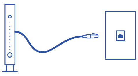 Diagram of modem plugging in to jack with no DSL filter
