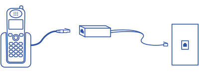 Diagram of cordless phone base plugging into DSL filter